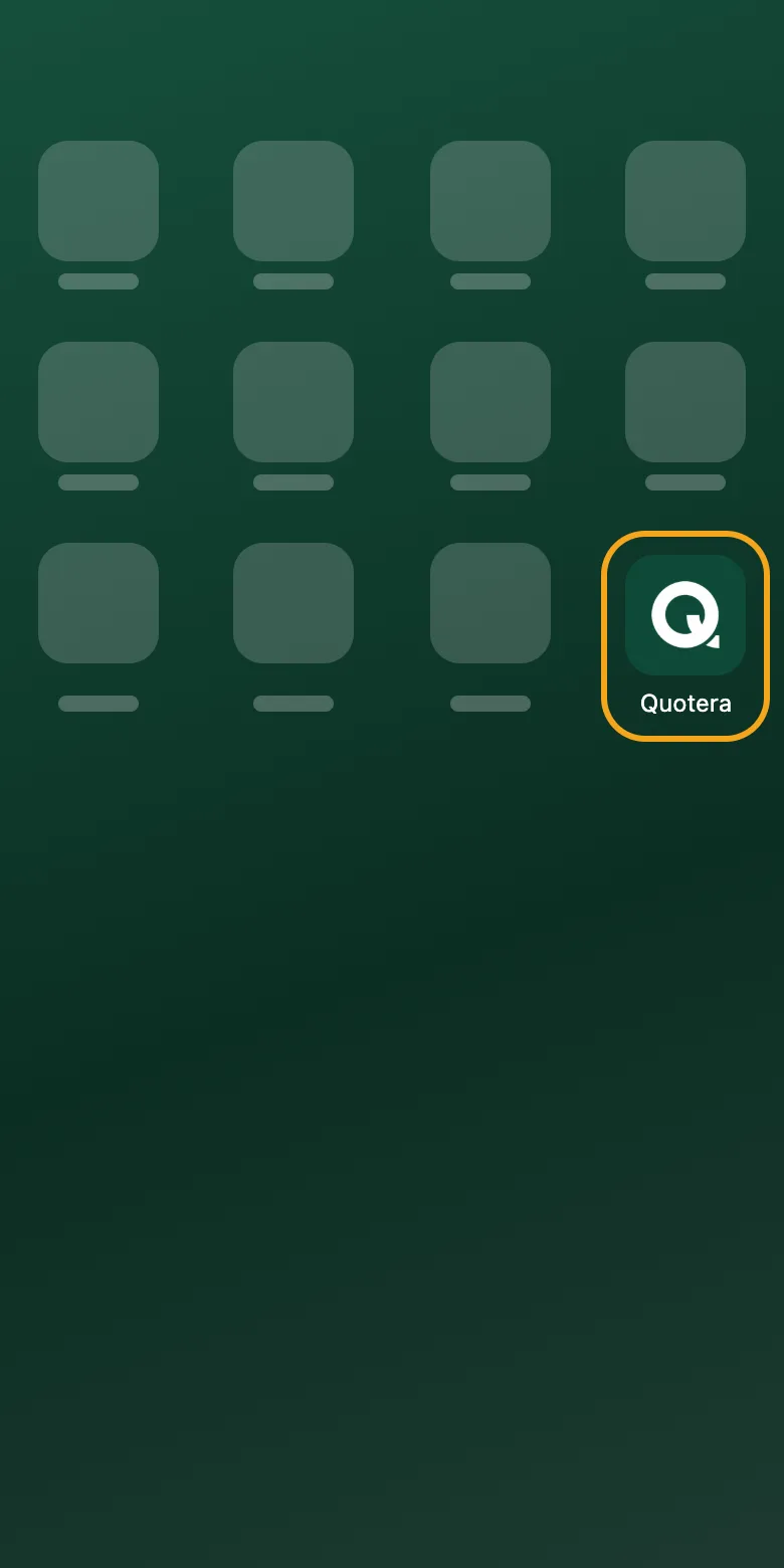 Quotera on the phone's Home screen